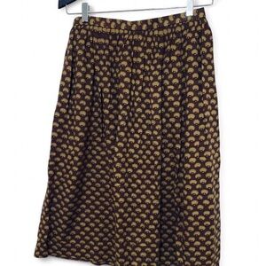 Vintage 90s Liz Claiborne Brown Floral Midi Skirt With Pockets‎